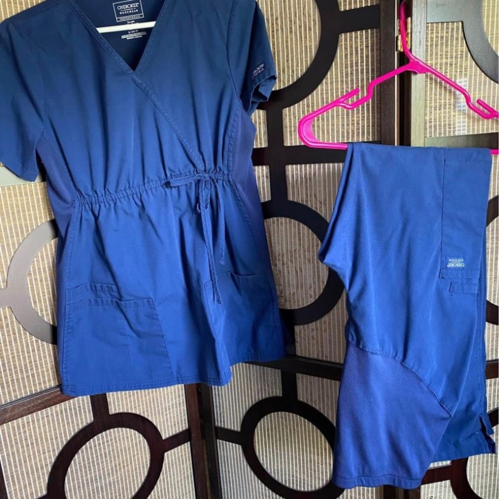 Navy Blue Cherokee maternity scrub set